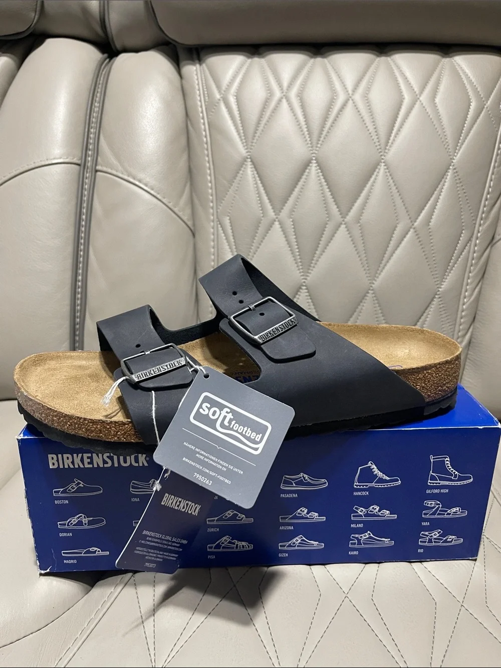 Birkenstock Arizona Soft Footbed  Two-Strap Sandal in Black and Cork